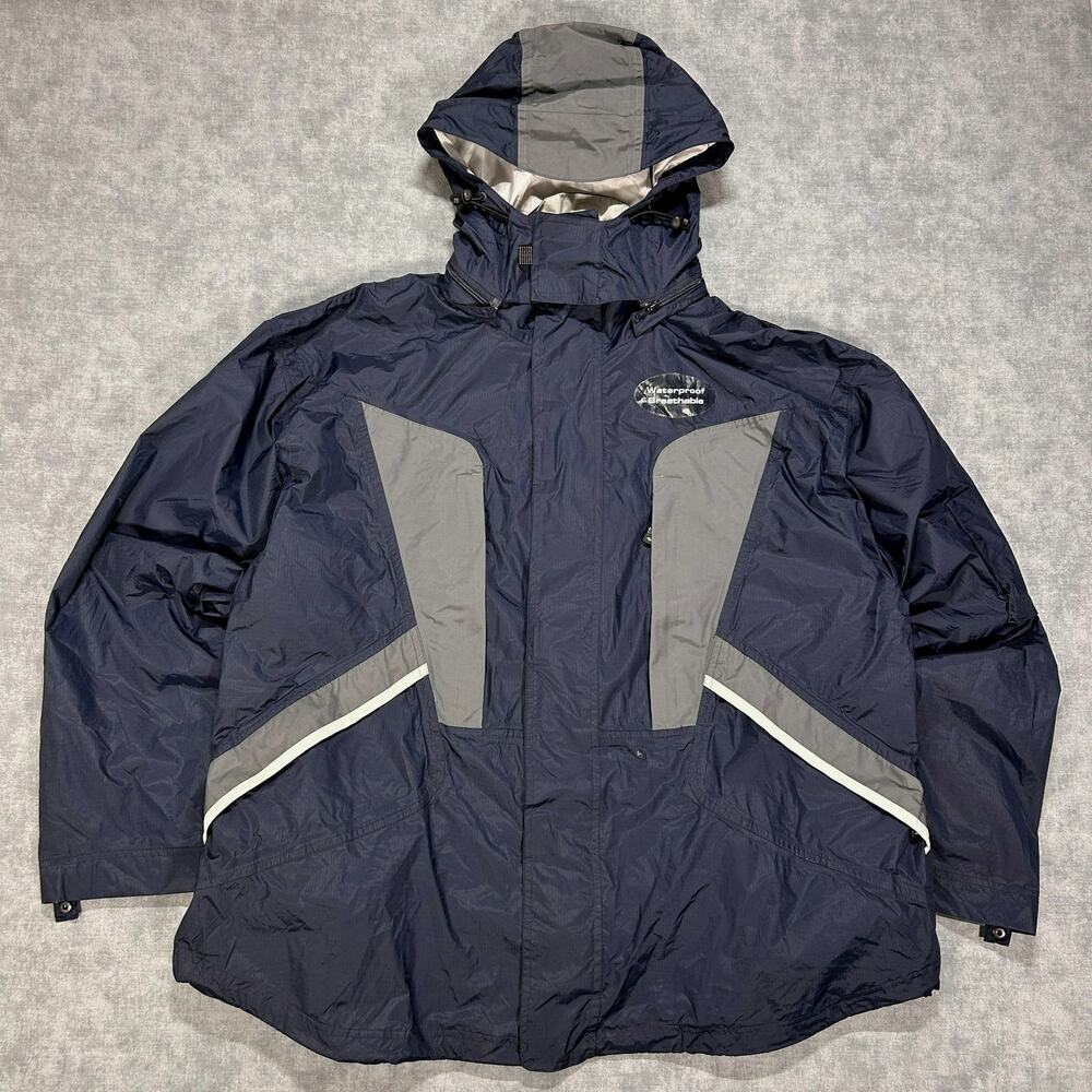 Vintage 90s Athletic Works Ski Jacket Waterproof Breathable Colorblock Navy 2XL